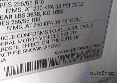 2022 Audi Q7 Premium 45 Tfsi Quattro Tiptronic z USA, uszkodzony, nr VIN WA1AJBF70ND011494